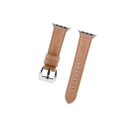 비쉐르 애플워치 3/4/5 펜타곤 버클 레더 밴드 (42/44mm 호환 가능), 버클(실버), 스트랩(베이지), 1세트