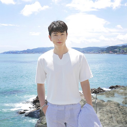 머시따 남성용 데일리 엠보 반팔 티셔츠