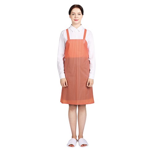 웰프런 우레탄 방수앞치마 스트라이프 소, 반투명 오렌지, 1개