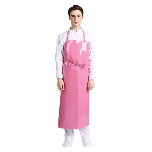 웰프런 양면코팅 방수앞치마 목끈형 특대, 핑크, 1개