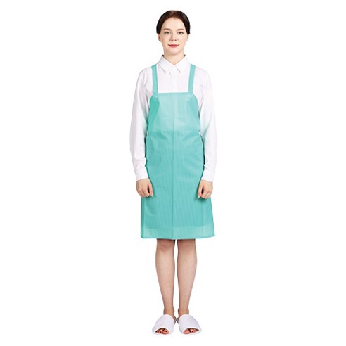 웰프런 우레탄 방수앞치마 스트라이프 소, 반투명 민트, 1개