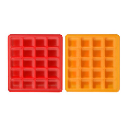 베니앙 실리콘 다용도 냉동 보관 멀티 큐브 20구 x 2종 세트, 레드, 오렌지, 2개