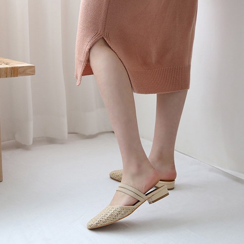 단골언니 여성 로산나 라탄 2WAY 뮬 슬리퍼 3cm