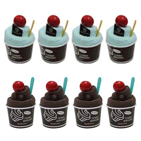 송월타월 아이스크림컵 핸드타월 2종 x 4p, 민트, 초코, 1세트