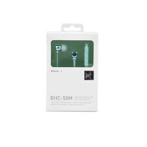 아이리버 볼륨조절 스테레오 커널형 이어폰, BHC-50M, 민트