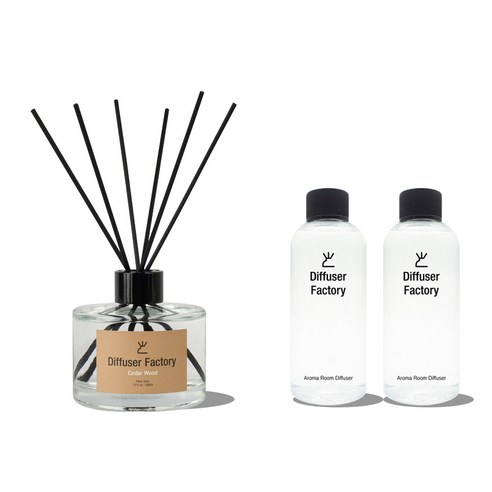 디퓨저팩토리 아로마 디퓨저 200ml + 리필 200ml x 2p, 시더우드