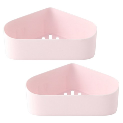 아리코 삼각 코너 부착 욕실선반, 핑크, 2개