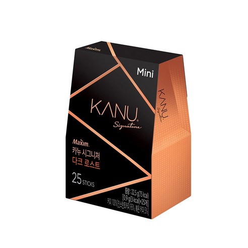 맥심 카누 시그니처 다크 로스트 미니 원두커피믹스, 0.9g, 25개입, 1개
