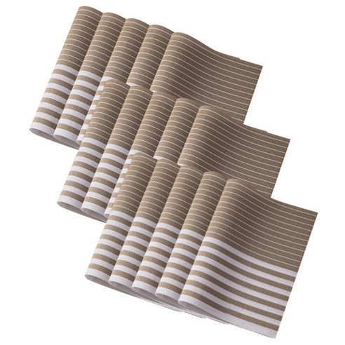 블럭마트 스트라이프 주방 테이블 PVC 식탁매트 15p, 브라운, 45 x 30 cm