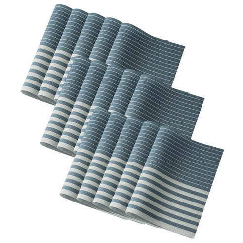 블럭마트 스트라이프 주방 테이블 PVC 식탁매트 15p, 그린, 45 x 30 cm