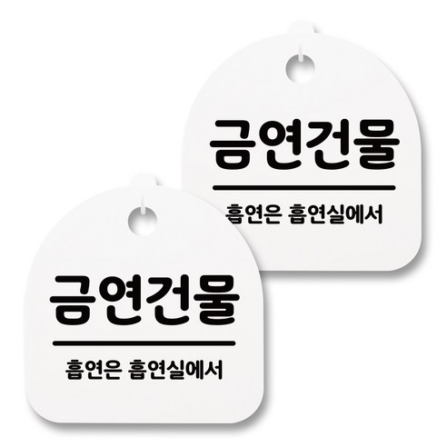 뭉키월드 아크릴 안내표시판 2p + 걸이용 후크 2p, 044 금연건물(화이트), 1세트