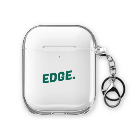 웨이브스튜디오 에어팟 1 / 2 세대 공용 투명 케이스 + 고리 세트, 심플메세지 엣지