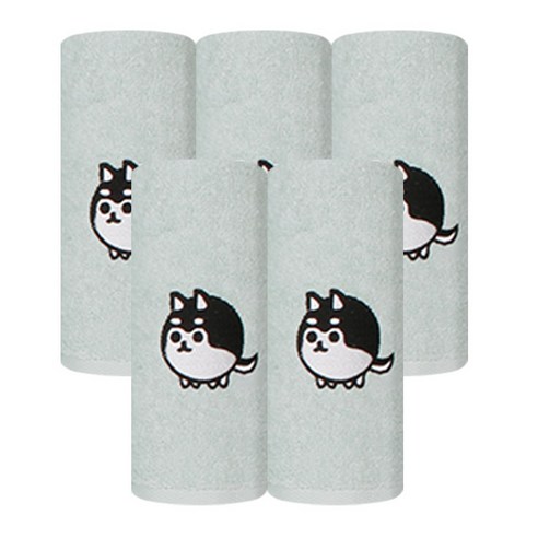 송월타월 십이지 수건 130g 30수 면사, 개(그린), 5개