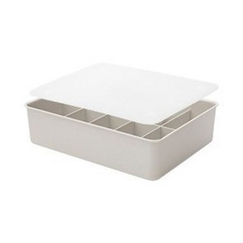 풀루 신형 뚜껑있는 플라스틱 속옷 정리함 그레이 10칸, 그레이10칸, 1개