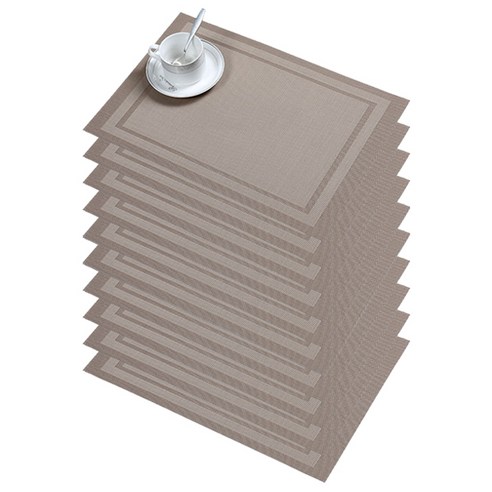 블럭마트 중복사각 식탁매트 10p, 베이지, 45 x 30 cm