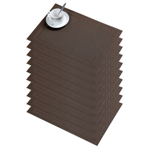 블럭마트 중복사각 식탁매트 10p, 브라운, 45 x 30 cm