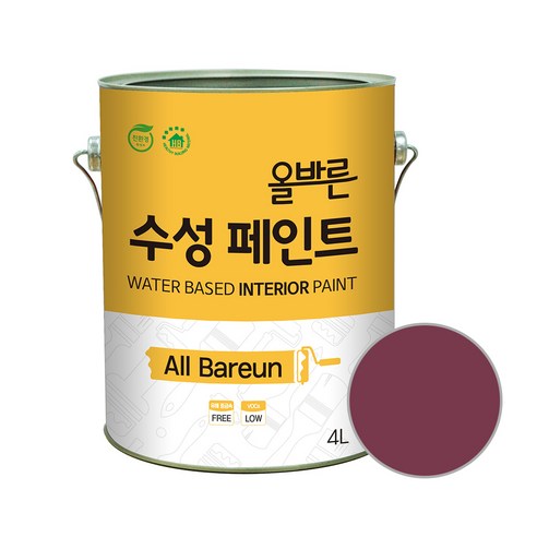 페인트인포 올바른 수성 페인트 4L, 멜로와인, 1개