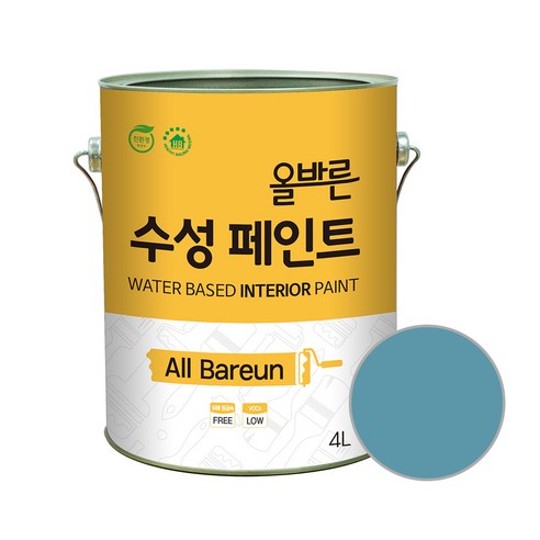 페인트인포 올바른 수성 페인트 4L, 레이크랜드블루, 1개, 4000ml