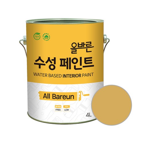 페인트인포 올바른 수성 페인트 4L, 머스터드옐로우, 1개
