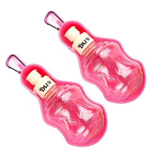 블럭마트 베이직 휴대용 강아지물병 250ml, 핑크, 2개