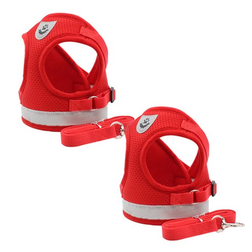 블럭마트 반사매쉬 강아지 하네스 XL, 레드, 2개