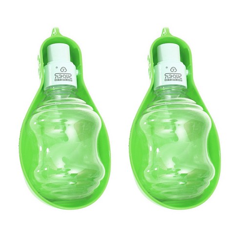 블럭마트 타원형 반려동물 물병 250ml, 비비드 그린, 2개
