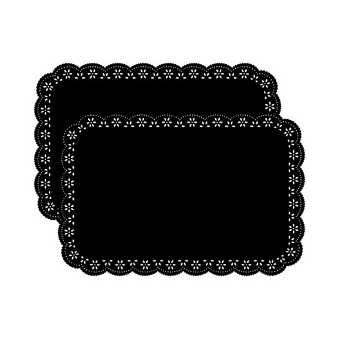 사각 물결 레이스 테이블 매트 2p, 블랙, 45 x 30 cm