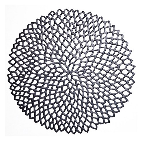 네이처안 원형 럭셔리 테이블 매트, 블랙, 38 x 38 cm, 1개
