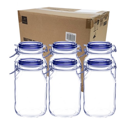 보르미올리 피도 자 유리저장병 블루 + 투명, 2000ml, 6개