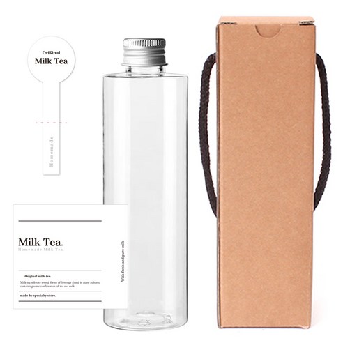 투명 페트병 250ml AC250 + 알루미늄 C캡 실버 + 병라벨 클래식밀크티 + 캡봉인라벨 + 박스, 10세트