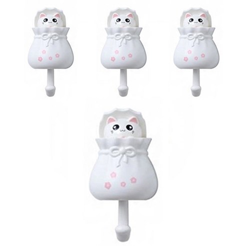 MEO 고양이 복주머니 매직후크, 화이트(W001), 4개