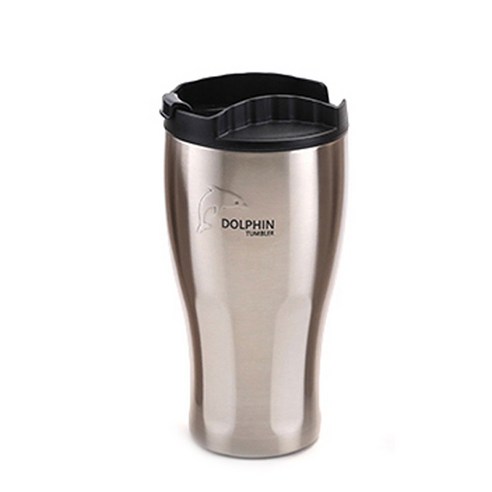 돌핀 이중진공 보냉보온 스텐레스 텀블러, 실버, 500ml