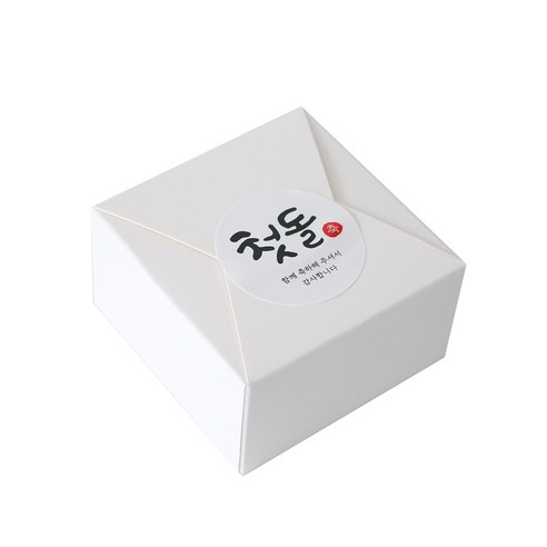 레이스 포장 박스 100p + 첫돌 스티커 캘리1 100p 세트, 박스(화이트), 스티커(혼합색상), 1세트