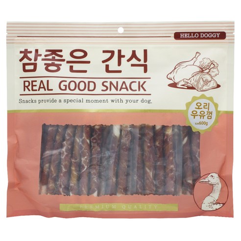 참좋은간식 헬로도기 강아지 간식 600g, 오리우유껌, 1개