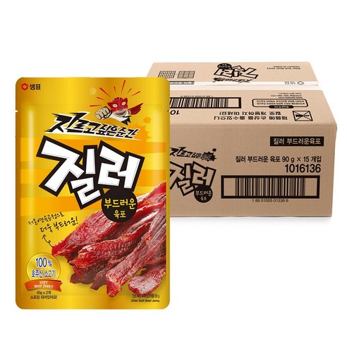 질러 부드러운 육포, 90g, 15개