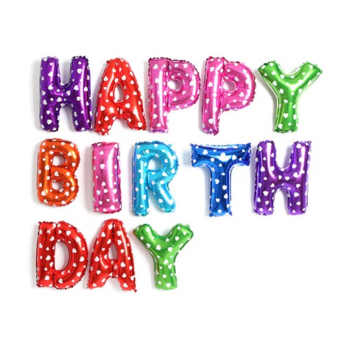 파티해 알파벳 은박 풍선 세트 HAPPY BIRTHDAY, 레인보우, 1세트