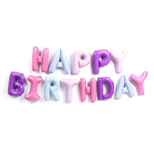 파티해 알파벳 은박 풍선 세트 HAPPY BIRTHDAY, 파스텔, 1세트