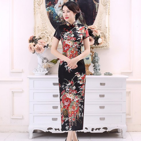 로리돌스 플라워 롱 치파오 할로윈 코스프레 의상 1262