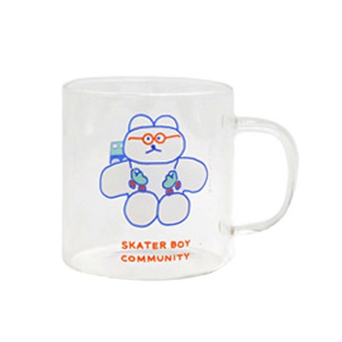 로마네 도낫도낫 글라스컵 350ml, 스케이터보이, 1개