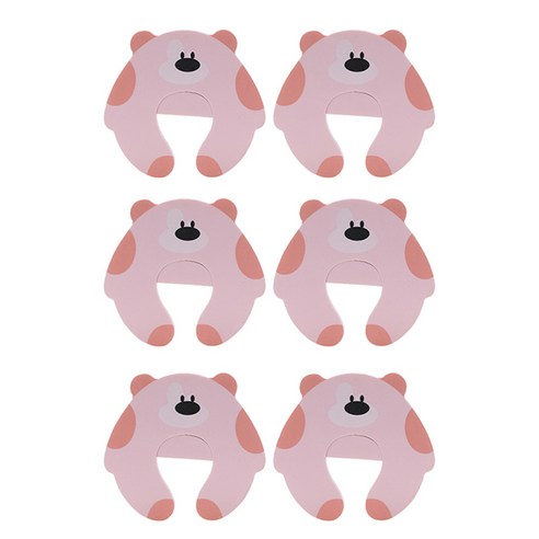 블럭마트 손끼임 방지 곰돌이, 핑크, 6개