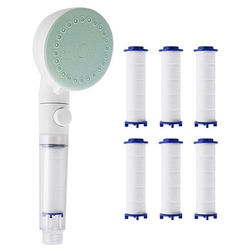 네이쳐리빙 물쎈 블라썸 3기능 정수필터 샤워기 민트 + 필터 6p, 1세트