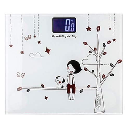 디지털 사각 백라이트 체중계, 화이트, 1개