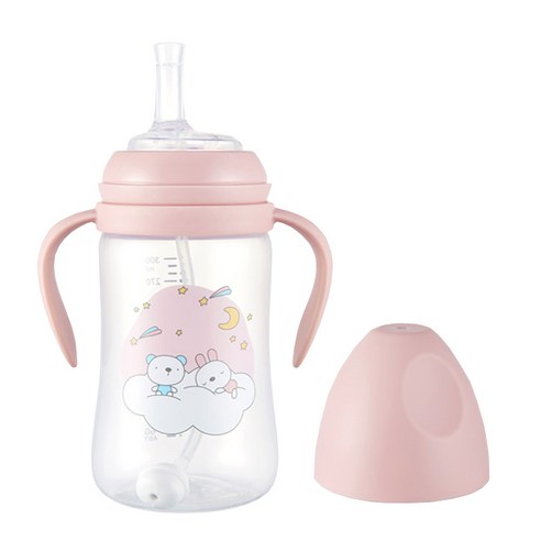 순수아 추형 빨대컵 240ml, 핑크, 1개