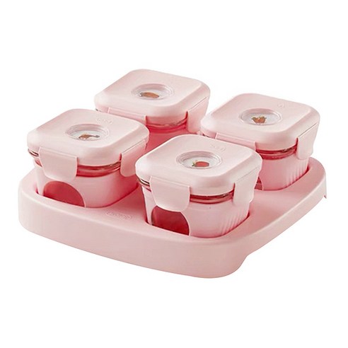 카라 베이비 이유식 밀폐용기 120ml x 4p + 트레이 세트, 민트, 1세트
