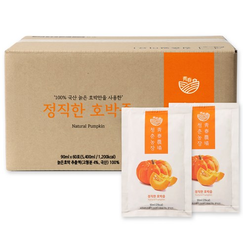 청춘농장 정직한 호박즙, 90ml, 60개 맷돌호박즙