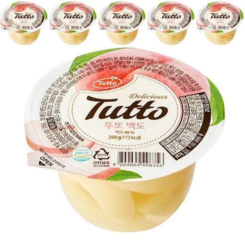 뚜또 백도 젤리, 250g, 6개