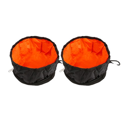 더플로우컴퍼니 캠핑 휴대용 접이식 반려동물 물밥그릇, 블랙, 2개