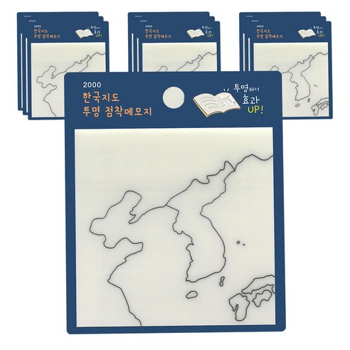 핑크풋 2000 한국지도 점착 메모지 30매, 투명, 10개