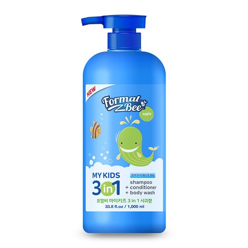 포멀비 마이키즈 3in1 올인원클렌저 사과향, 1L, 1개