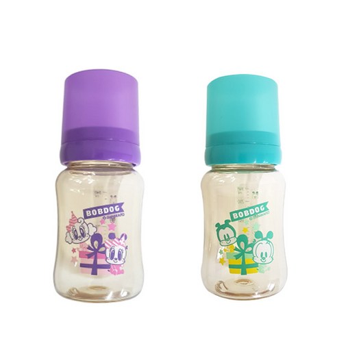 리틀밥독 국내 제조 NEW PPSU 노꼭지젖병 트윈팩 180ml x 2p, 퍼플, 민트, 2개
